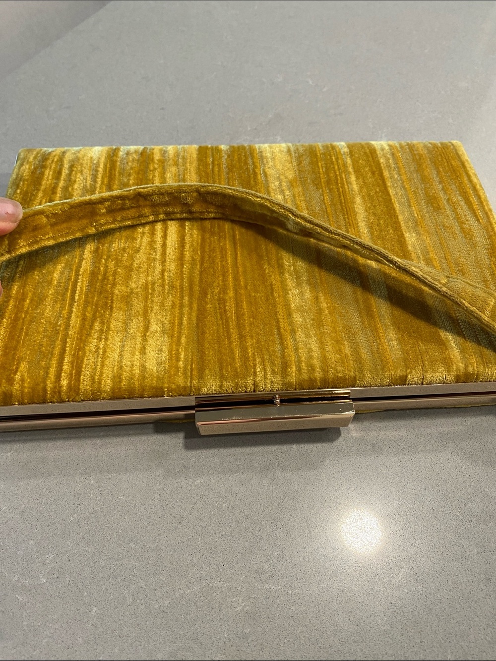 Zara Mustard Yellow Velvet Top-Handle Clutch Evening Bag Vintage Vibes Fall - Picture 11 of 16